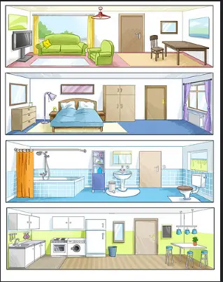 Rooms with furnitures